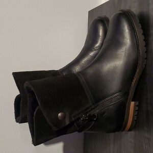 Fabianelli Made in Italy Faux Shearling Lined Lug Sole Leather Boots